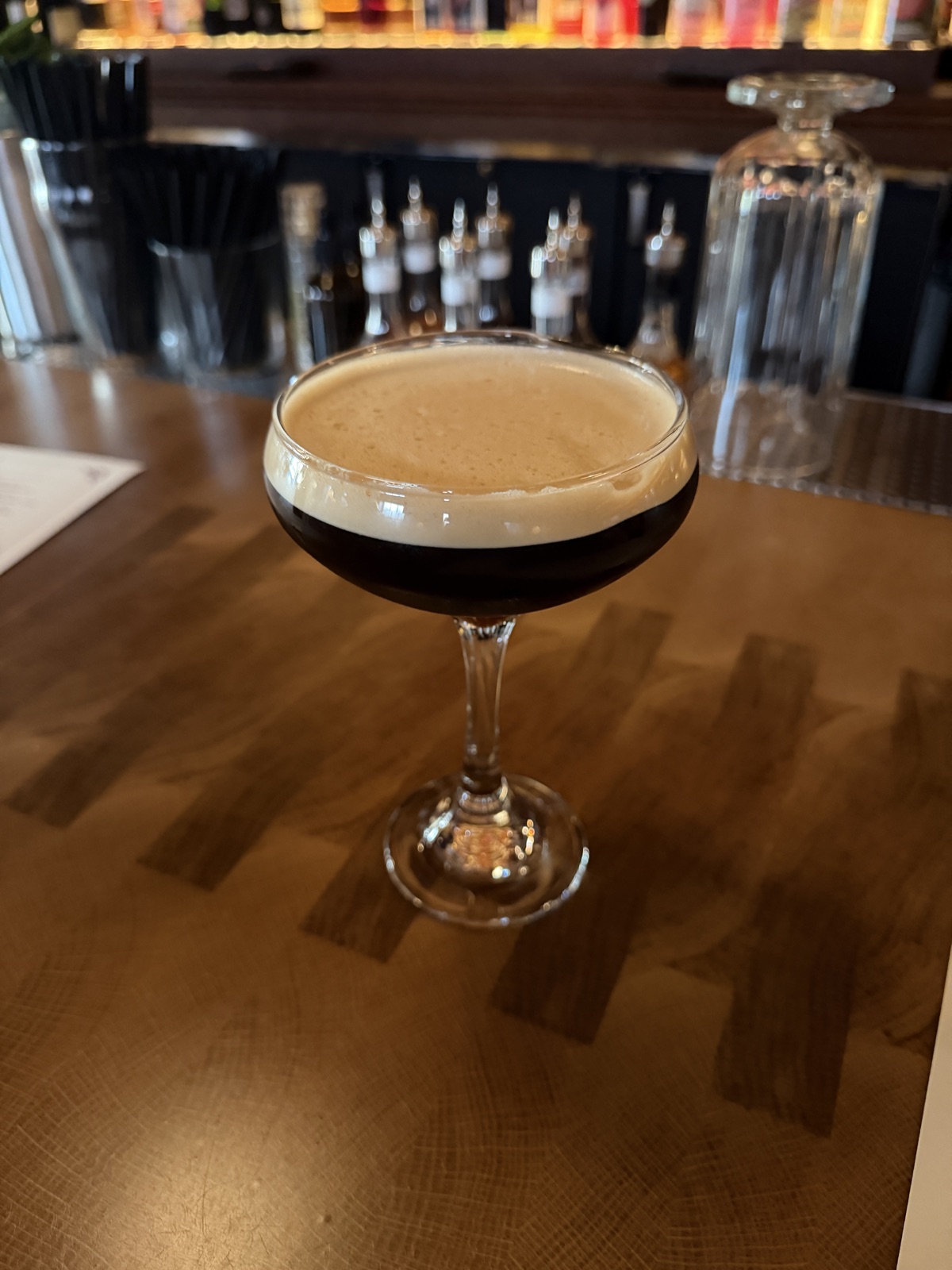Espresso martini at Beaumont's, photographed by Taylor